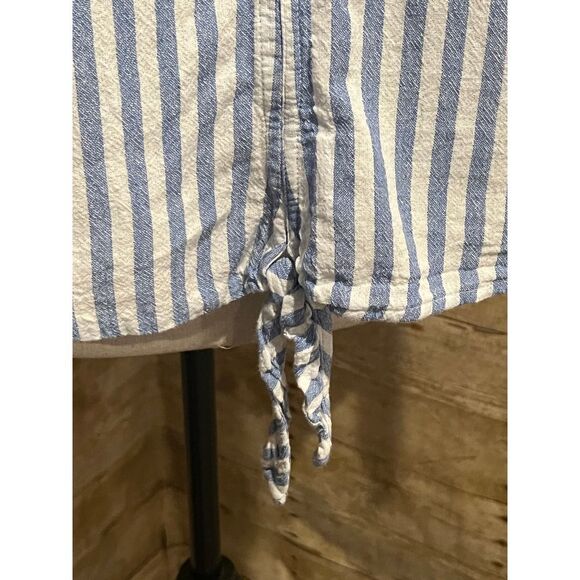 THE ROYAL STANDARD STRIPED CASUAL CLASSIC COASTAL COTTON TIE WAIST BLOUSE XL - Picture 4 of 5